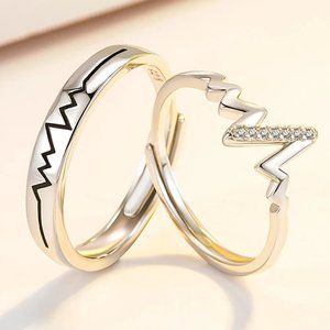 Set Of 2 925 Sterling Silver Rings Minimalist Engagement Ring Love Elegant